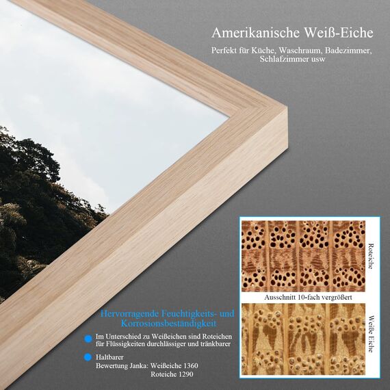 NESCL Bilderrahmen für DIN A3 30 x 42 cm Natur Holz Eiche Dünner Rahmen | Posterrahmen Groß Collage | Frontabdeckung aus gehärtetem Glas Picture Frame 29,7 x 42cm 1 Packung