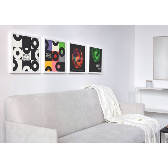 nielsen Schallplatten Rahmen, 31,4 x 31,6 cm (3er Set), Holz, Reinweiß, Vinyl Rahmen zum Aufhängen im Hoch- & Querformat, bruchsicheres Kunstglas, Vinyl Holz