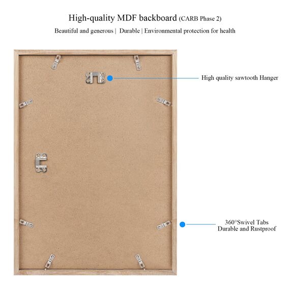 NESCL Bilderrahmen für DIN A3 30 x 42 cm Natur Holz Eiche Dünner Rahmen | Posterrahmen Groß Collage | Frontabdeckung aus gehärtetem Glas Picture Frame 29,7 x 42cm 1 Packung