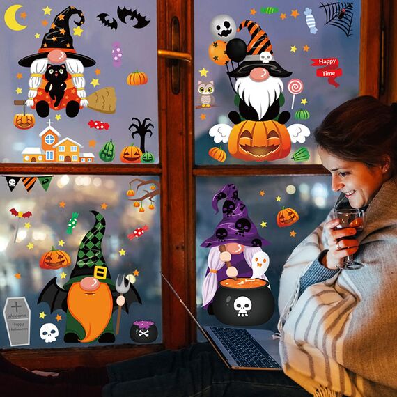 Halloween Fenster Aufkleber Dekoration - 6 Stück Thanksgiving Stickers für Halloween und Thanksgiving Dekoration - Sale Clearance