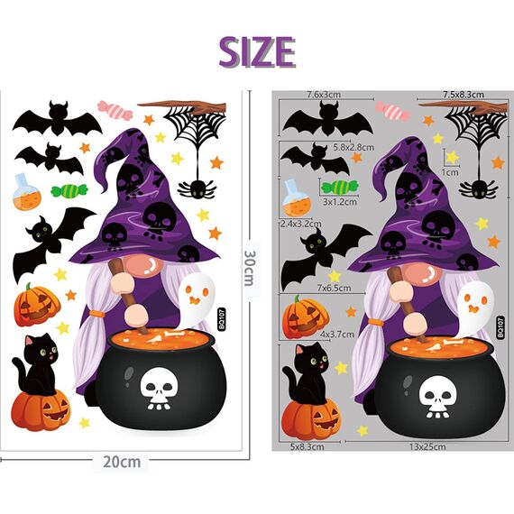 Halloween Fenster Aufkleber Dekoration - 6 Stück Thanksgiving Stickers für Halloween und Thanksgiving Dekoration - Sale Clearance