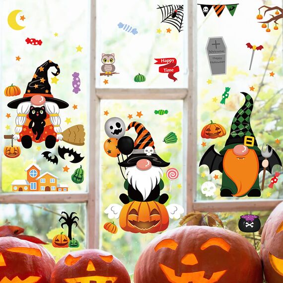 Halloween Fenster Aufkleber Dekoration - 6 Stück Thanksgiving Stickers für Halloween und Thanksgiving Dekoration - Sale Clearance