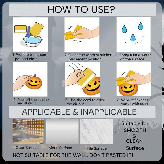 Halloween Fensterbilder Selbstklebend, SILARLAIT 10 Stück Fenstersticker Halloween Statisch & Doppelseitige & Wiederverwendbare, Fensteraufkleber Fensterdeko Halloweendeko Fenster