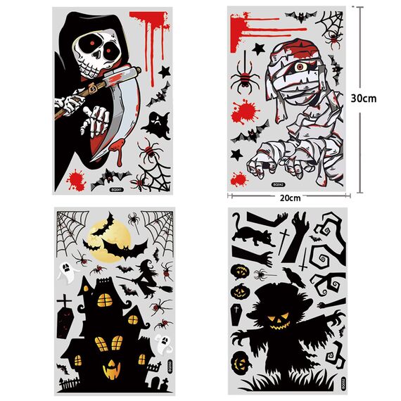 Halloween Fenster Aufkleber Dekoration - 55stk Groß Stickers Wasserdichtes Selbstklebendes für Fenster