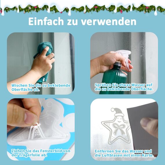 Fensterbilder Weihnachten Selbstklebend Schneeflocken Fensterdeko 202PCS - Nepfaivy Wiederverwendbare Statische Weihnachtsfensterbilder, Winter Fenstersticker Schneeflocken Fensteraufkleber Deko