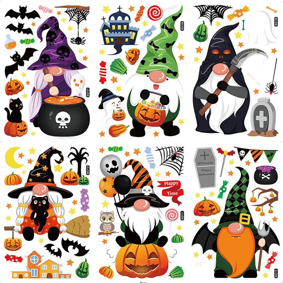 Halloween Fenster Aufkleber Dekoration - 6 Stück Thanksgiving Stickers für Halloween und Thanksgiving Dekoration - Sale Clearance