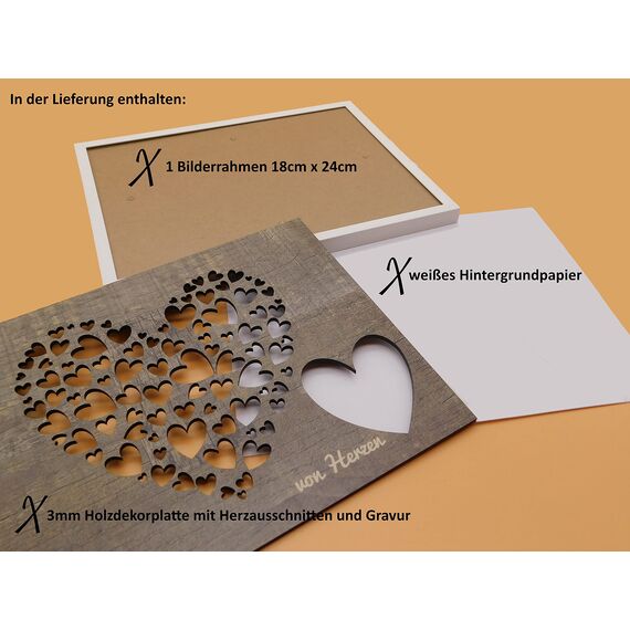 Geldgeschenk im Bilderrahmen mit Echtglas – Hochzeitsgeschenk für Brautpaar personalisierbar – Kreative Geldgeschenk Verpackung – Geschenk zur Hochzeit, Geburtstag & Jubiläum – 18x24 cm