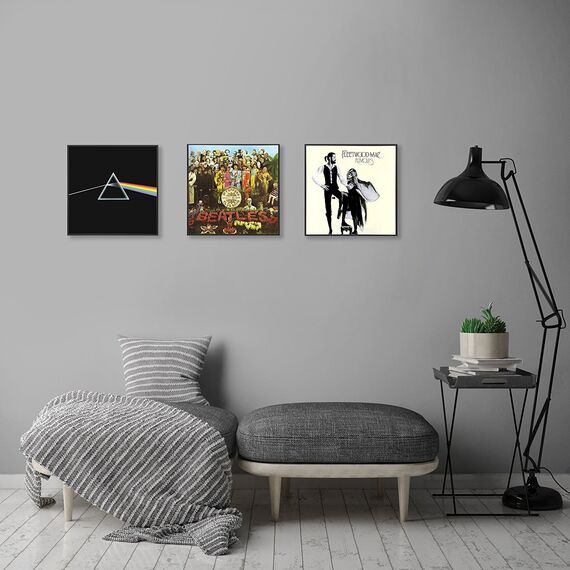 Americanflat 32x32 Schallplatten Rahmen Wand - Vinyl Rahmen mit Poliertem Plexi-Scheibe und Schlankem Minimalistischem Design - zur Wandmontage - Inklusive Aufhängevorrichtung