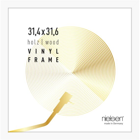 nielsen Schallplatten Rahmen, 31,4 x 31,6 cm, Holz, Reinweiß, Vinyl Rahmen zum Aufhängen im Hoch- & Querformat, bruchsicheres Kunstglas, Vinyl Holz