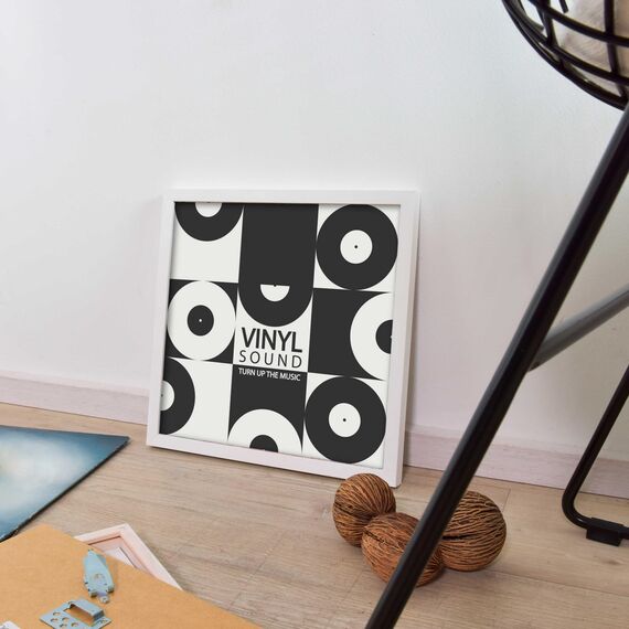 nielsen Schallplatten Rahmen, 31,4 x 31,6 cm, Holz, Reinweiß, Vinyl Rahmen zum Aufhängen im Hoch- & Querformat, bruchsicheres Kunstglas, Vinyl Holz