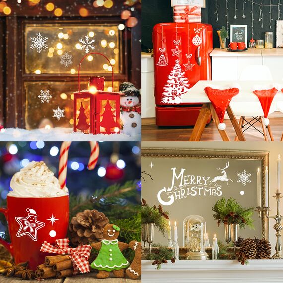 Fensterbilder Weihnachten Selbstklebend Schneeflocken Fensterdeko 202PCS - Nepfaivy Wiederverwendbare Statische Weihnachtsfensterbilder, Winter Fenstersticker Schneeflocken Fensteraufkleber Deko