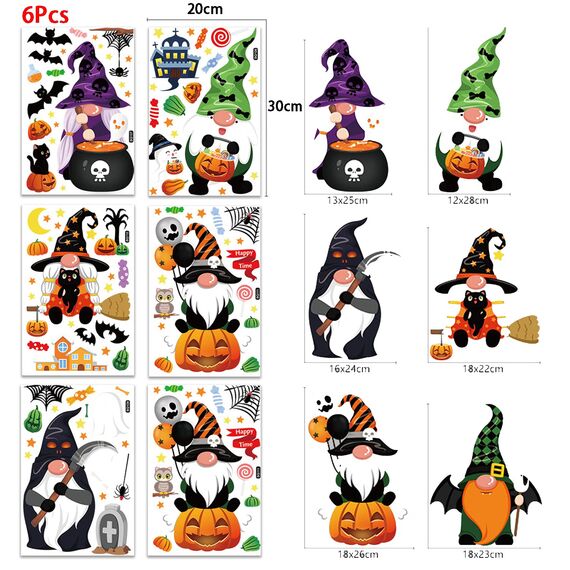 Halloween Fenster Aufkleber Dekoration - 6 Stück Thanksgiving Stickers für Halloween und Thanksgiving Dekoration - Sale Clearance