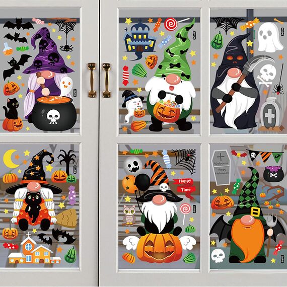 Halloween Fenster Aufkleber Dekoration - 6 Stück Thanksgiving Stickers für Halloween und Thanksgiving Dekoration - Sale Clearance
