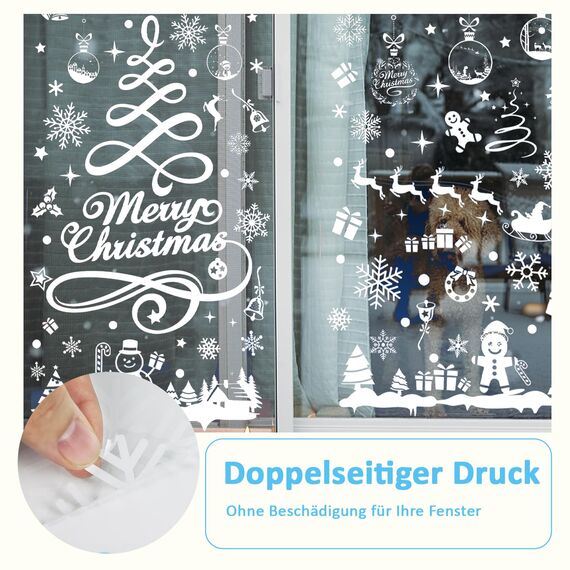Fensterbilder Weihnachten Selbstklebend Schneeflocken Fensterdeko 351PCS - Nepfaivy Wiederverwendbare Statische Weihnachtsfensterbilder, Winter Fenstersticker Schneeflocken Fensteraufkleber Deko