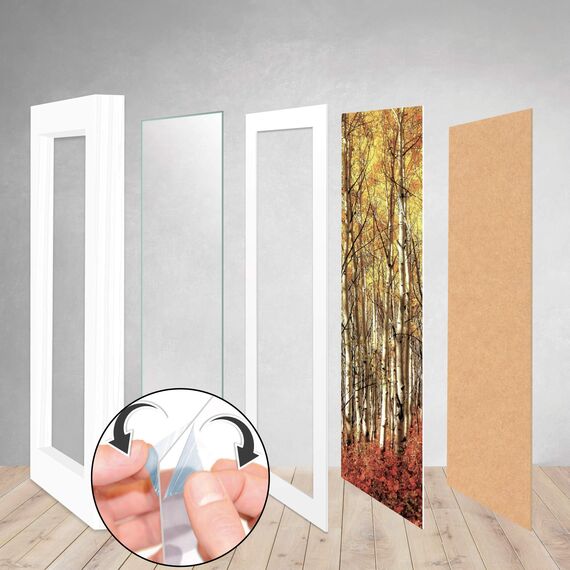 bomoe 18er Bilderrahmen Set – 6x 10x15 cm, 4x 13x18 cm, 4x 18x24 cm, 4x 20x30 cm Fotowand Bilder Set Holz & Kunststoffglas Holzbilderrahmen mit Passepartout Weiß