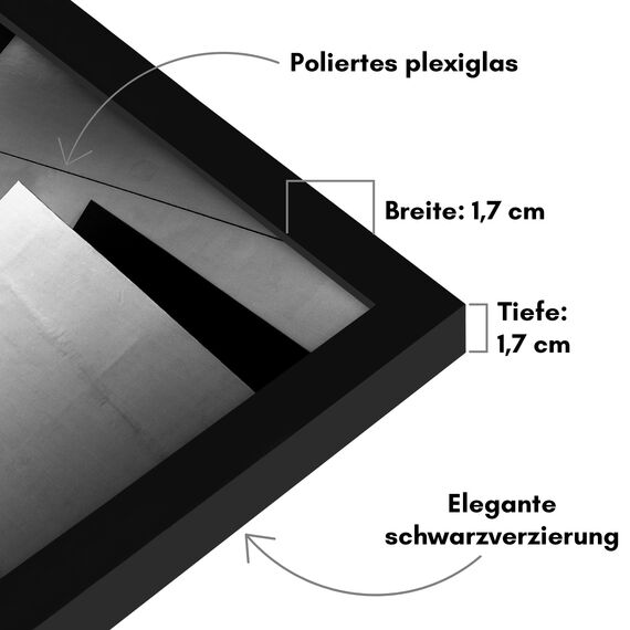 Americanflat Bilderrahmen 30x30 cm - schmaler Bilderrahmen (2er Pack) quadratisch 30x30 cm mit Plexi-Scheibe - integrierte Aufhängung für Wandmontage - Schwarz