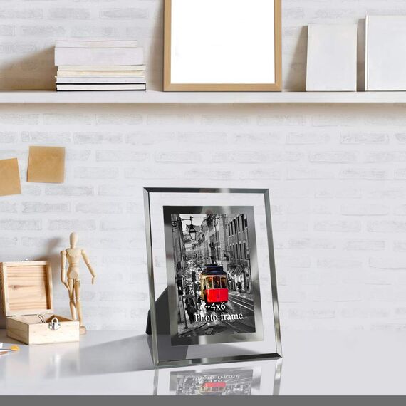 Giftgarden Bilderrahmen 10x15 cm Glas, Hochzeit Fotorahmen Silber für 15x10 Bilder, 2er Set Geburtstag Geschenk