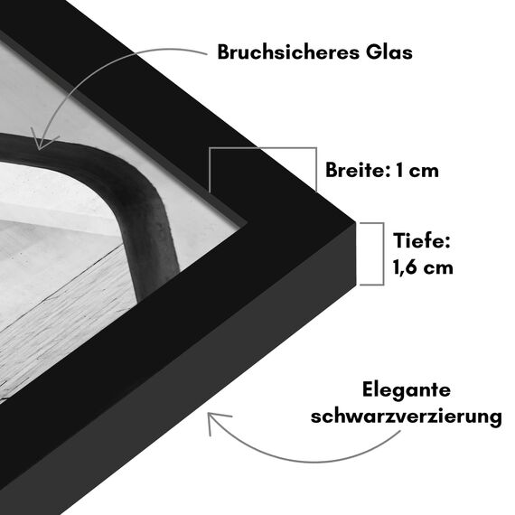 Americanflat Bilderrahmen 25x25 cm aus Kunststoff (2er Pack) - Bilderrahmen quadratisch 25x25 cm mit bruchsicherer Scheibe - inklusive Ständer und integrierter Aufhängung - Schwarz