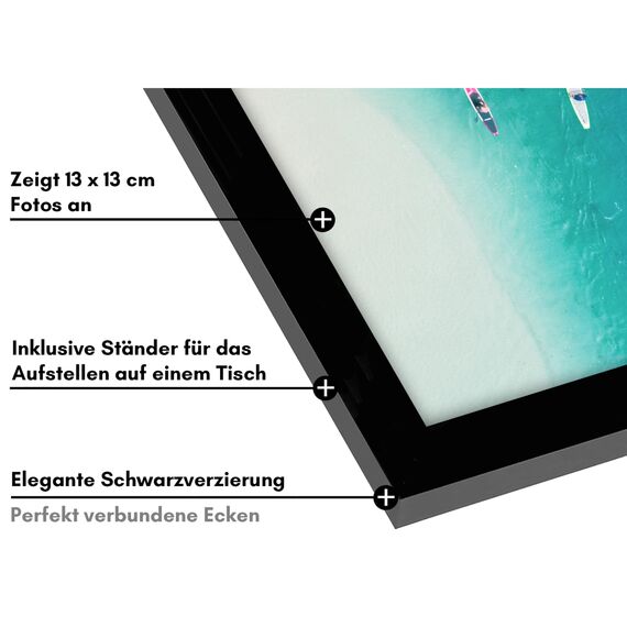Americanflat Bilderrahmen, 12,7 x 12,7 cm, mit bruchsicherem Glas, horizontale und vertikale Formate für Wand und Tisch, 2 Stück