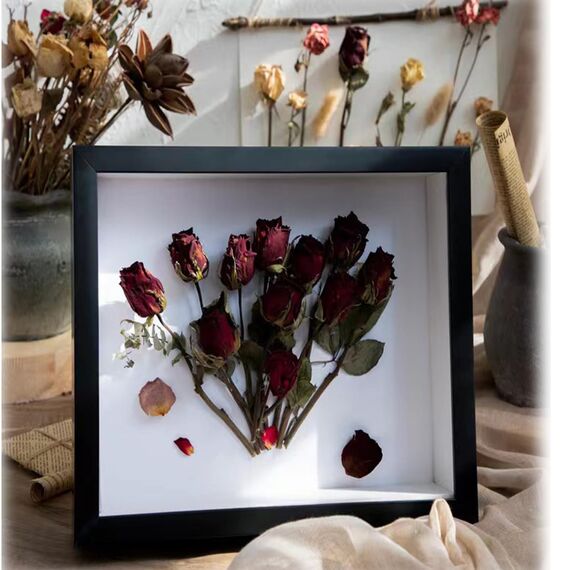 GSHUR 3D Bilderrahmen 20 x 20cm Tiefer Rahmen für Objekte bis 5cm-Objektrahmen zum Befüllen Quadratische Form, 3D bilderrahmen für Objekte Fotos Kunstwerke Erinnerungen Blumen (Schwarz)