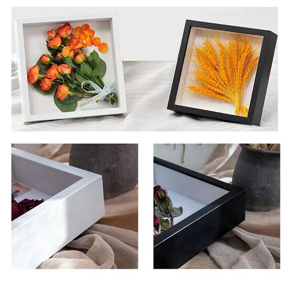 GSHUR 3D Bilderrahmen 20 x 20cm Tiefer Rahmen für Objekte bis 5cm-Objektrahmen zum Befüllen Quadratische Form, 3D bilderrahmen für Objekte Fotos Kunstwerke Erinnerungen Blumen (Schwarz)