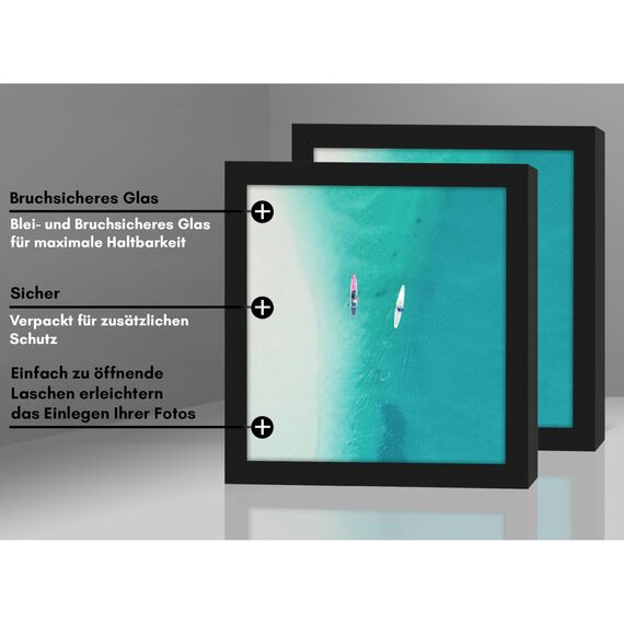 Americanflat Bilderrahmen, 12,7 x 12,7 cm, mit bruchsicherem Glas, horizontale und vertikale Formate für Wand und Tisch, 2 Stück