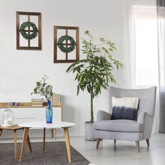 BESTOOL Wand Vintage Holzfensterrahmen Punk Antique Home Dekoration Deko für Zuhause oder im Freien, Nicht für Bilder, 2 Stück (40 X 28 cm) (Brau)