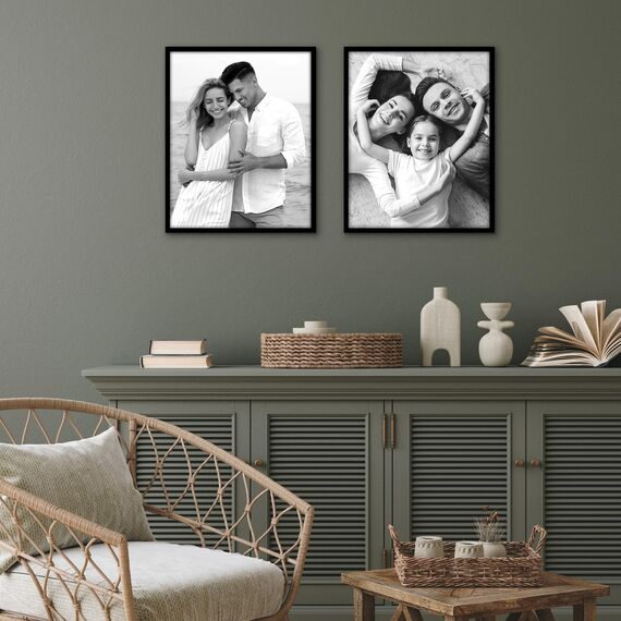 Americanflat Bilderrahmen 40x50 cm aus Kunststoff (2er Pack)- schmaler Bilderrahmen 50x40 cm mit Plexi-Scheibe - Fotorahmen mit integrierter Aufhängung für Hoch- und Querformat - Schwarz