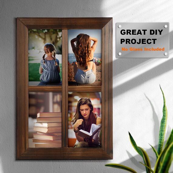 BESTOOL Wand Vintage Holzfensterrahmen Punk Antique Home Dekoration Deko für Zuhause oder im Freien, Nicht für Bilder, 2 Stück (40 X 28 cm) (Brau)