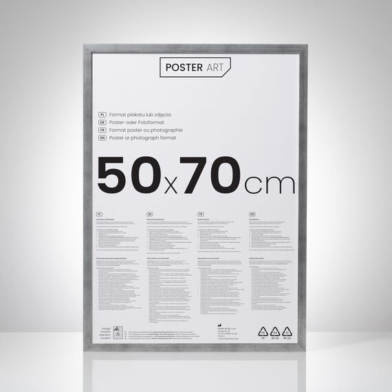 POSTER ART Bilderrahmen Set 3 Stück 50x70 cm Silber gealtert San Diego | Zum Aufhängen aus MDF und Acrylglas | Wand Bilderrahmen Moderner Fotorahmen | Posterrahmen 50x70 cm