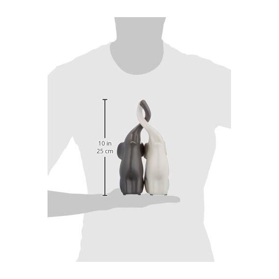 pajoma® Verliebte Elefanten 2er-Set aus Keramik | Höhe 25,5 cm - Harmonisches Pärchen in Beige & Grau | Tierfigur Dekoration, Dekofigur, Tischdeko für Küche, Bad, Wohn- und Schlafzimmer