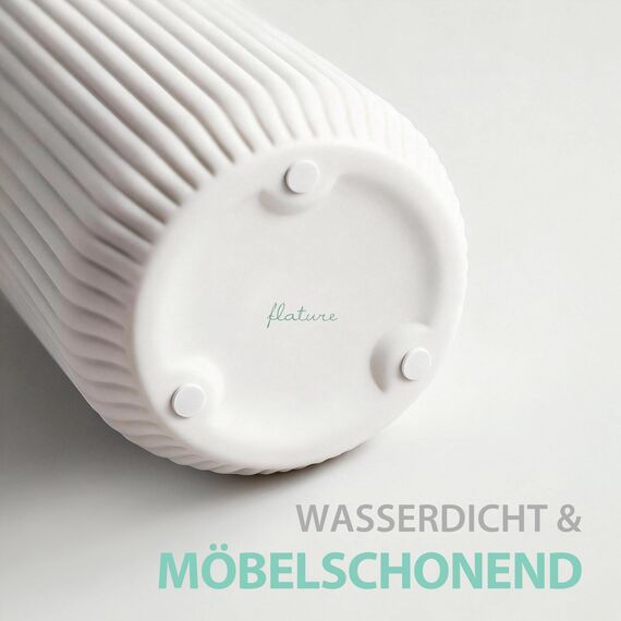 flature Keramik Vase mit Rillen - Dekovase Klein für Pampasgras als Boho Deko, kleine Blumenvase Weiß Matt 21cm hoch für Flowers, Wohnungsdeko für frische Blumen, Trockenblumen, Esstisch, Büro (Gr.M)