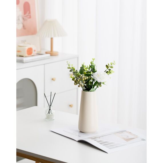 Vase Beige – Keramikvase, 20cm minimalistischer Boho Deko Beige für Moderne vase, Blumenvase Bauernhaus-Tischregal-Dekoration, Pampasgras Vases, Passend für Wohnzimmer, Wohnzimmer, Küche