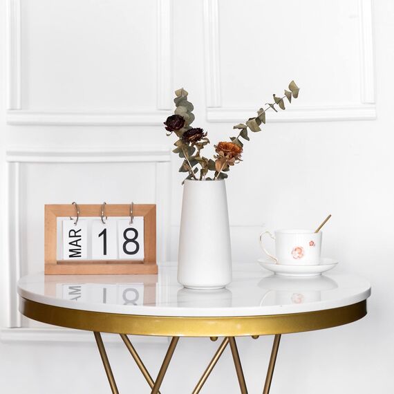 Keramikvase - 20cm Blumenvase Weiß, Minimalistischer Modernes Pampasgras Vase, Bauernhaus Tischregal Boho Deko, passend für Wohnzimmer, Schlafzimmer, Küche, Bürotisch