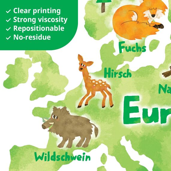 DECOWALL DL3-1615DE Extra groß Weltkarte Tierweltkarte Tiere Wandtattoo (140x110 cm) Wandsticker Wandaufkleber Wanddeko für Wohnzimmer Schlafzimmer Kinderzimmer (Deutsche Ver.)