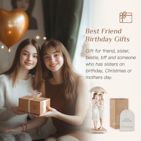 Storieme Schwester Geschenk für Beste Freundin: Freundschaft Figuren Schwestern Weihnachten Geburtstag Geschenkideen Deko