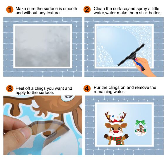 237 Stück Weihnachten Fenstersticker und Bilder, Doppelseitige Wiederverwendbare Statisch Haftende PVC Aufkleber für Glasfenster Dekoration (10 Blatt, 20x30cm)