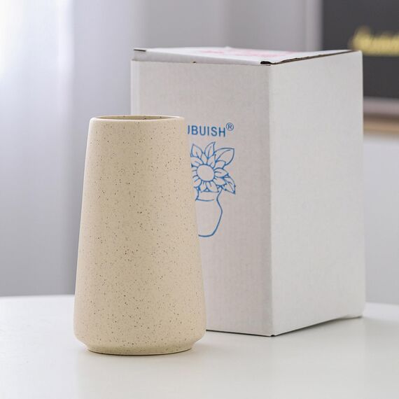 Vase Beige – Keramikvase, 15cm minimalistischer Boho Deko Beige für Moderne vase, Blumenvase Bauernhaus-Tischregal-Dekoration, Pampasgras Vases, Passend für Wohnzimmer, Wohnzimmer, Küche
