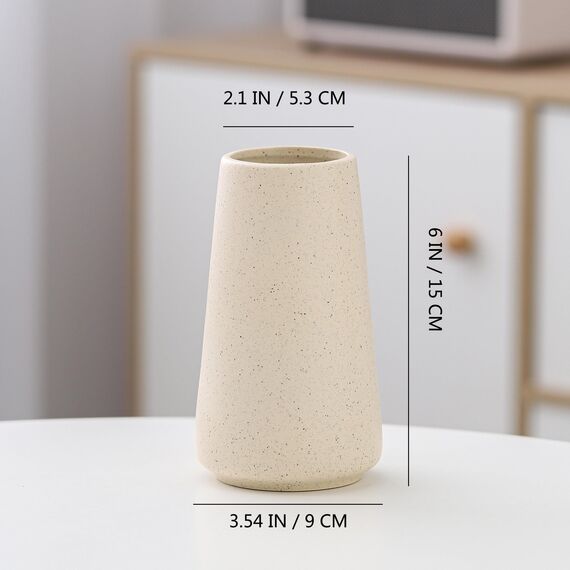 Vase Beige – Keramikvase, 15cm minimalistischer Boho Deko Beige für Moderne vase, Blumenvase Bauernhaus-Tischregal-Dekoration, Pampasgras Vases, Passend für Wohnzimmer, Wohnzimmer, Küche