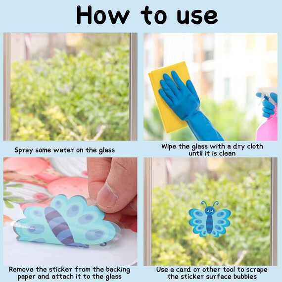 BBLIKE Fensterbilder Frühling 9 Blätter Fenstersticker Frühling Ostern Selbstklebend Schmetterling Blumen Vogel Baum Fensteraufkleber Wiederverwendbare für Fensterdeko Kinderzimmer Party Zubehör