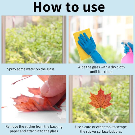 BBLIKE 6 Stück Herbstdeko Herbst Fensterbilder Erntedankfest Fensterufkleber Fensterbilder Selbstklebend Thanksgiving Herbstdekorationen Ahornblätter Marone Fenster Sticker für Kinderzimmer Cafe