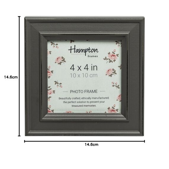 Hampton Frames | Bilderrahmen Paloma quadratisch | 10x10cm, grau, Holz | Glasöffnung, freistehend & wandmontierbar, Befestigungsclips | Fotorahmen für Zuhause & Büro