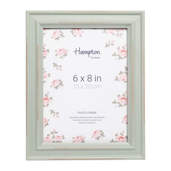 Hampton Frames, Bilderrahmen, 15 x 20 cm, Salbeigrün, MDF-Holz, Glasfront | Shabby-Chic Stil, für Wand- oder Tischaufstellung, Hoch- und Querformat | Dekorative Bildpräsentation