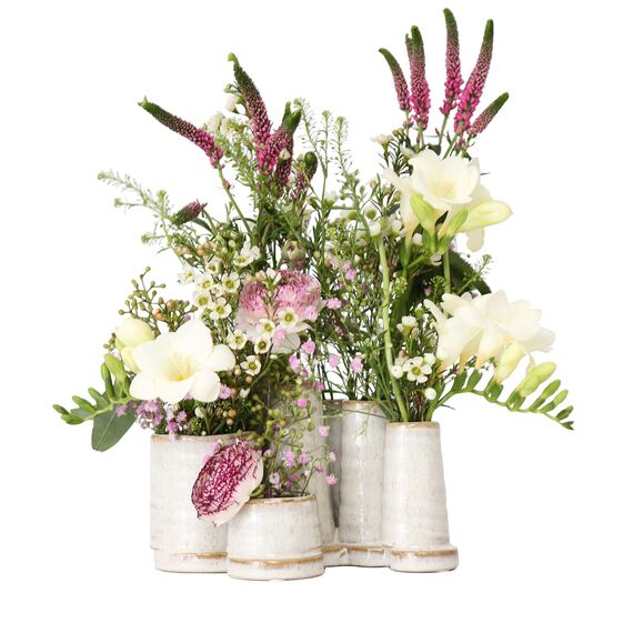 Jinfa Handgefertigtes kleines Keramikvasen-Set – Mehrfarbig oder einfarbig – 5–10 Mini-Vasen – Tisch- & Wohnzimmer-Deko – Für Blumenarrangements, Trockenblumen & Geschenkideen