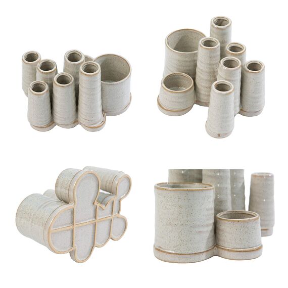 Jinfa Handgefertigtes kleines Keramikvasen-Set – Mehrfarbig oder einfarbig – 5–10 Mini-Vasen – Tisch- & Wohnzimmer-Deko – Für Blumenarrangements, Trockenblumen & Geschenkideen