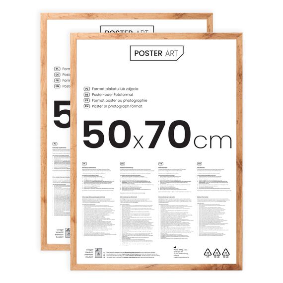 POSTER ART Bilderrahmen Set 2 Stück 50x70 cm Wotan Eiche San Diego | Zum Aufhängen aus MDF und Acrylglas | Wand Bilderrahmen Moderner Fotorahmen | Posterrahmen 50x70 cm