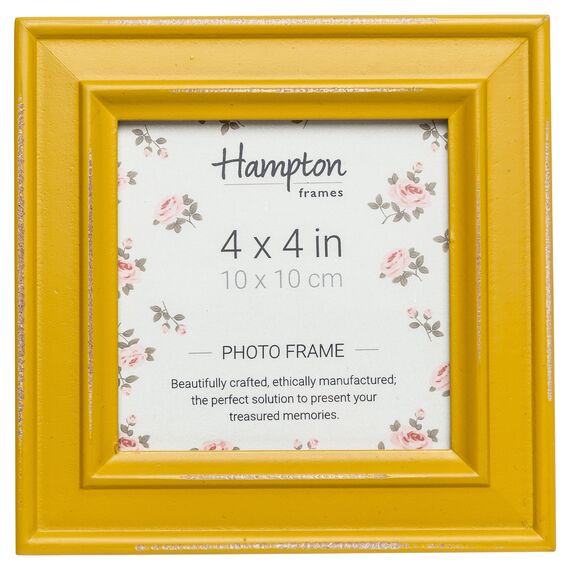 Hampton Frames | Bilderrahmen Paloma quadratisch | 10x10cm, gelb, Holz | Glasöffnung, 30mm Profil, freistehend & Wandmontage | Modernes Design für Fotos und Dekoration