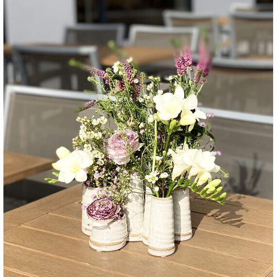 Jinfa Handgefertigtes kleines Keramikvasen-Set – Mehrfarbig oder einfarbig – 5–10 Mini-Vasen – Tisch- & Wohnzimmer-Deko – Für Blumenarrangements, Trockenblumen & Geschenkideen