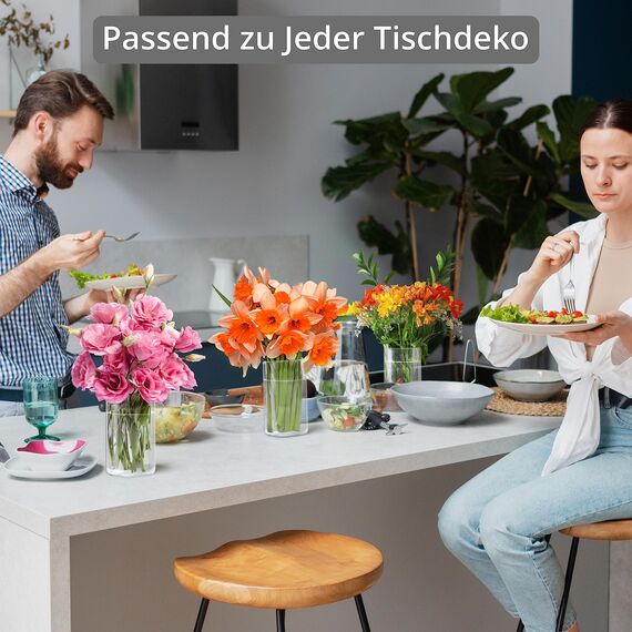 Winter Shore 15 cm Hohe Glasvasen für Tischdeko [3er-Pack] - Gläser für Kerzen, Blumen, Kieselsteine, Muscheln, Perlen & Windlicht Glas - Durchsichtige Glasvase Zylinder - Vasen Hochzeit Tischdeko