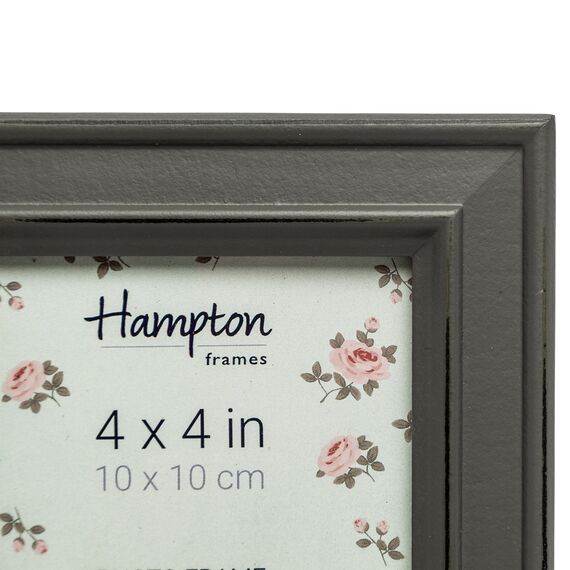 Hampton Frames | Bilderrahmen Paloma quadratisch | 10x10cm, grau, Holz | Glasöffnung, freistehend & wandmontierbar, Befestigungsclips | Fotorahmen für Zuhause & Büro